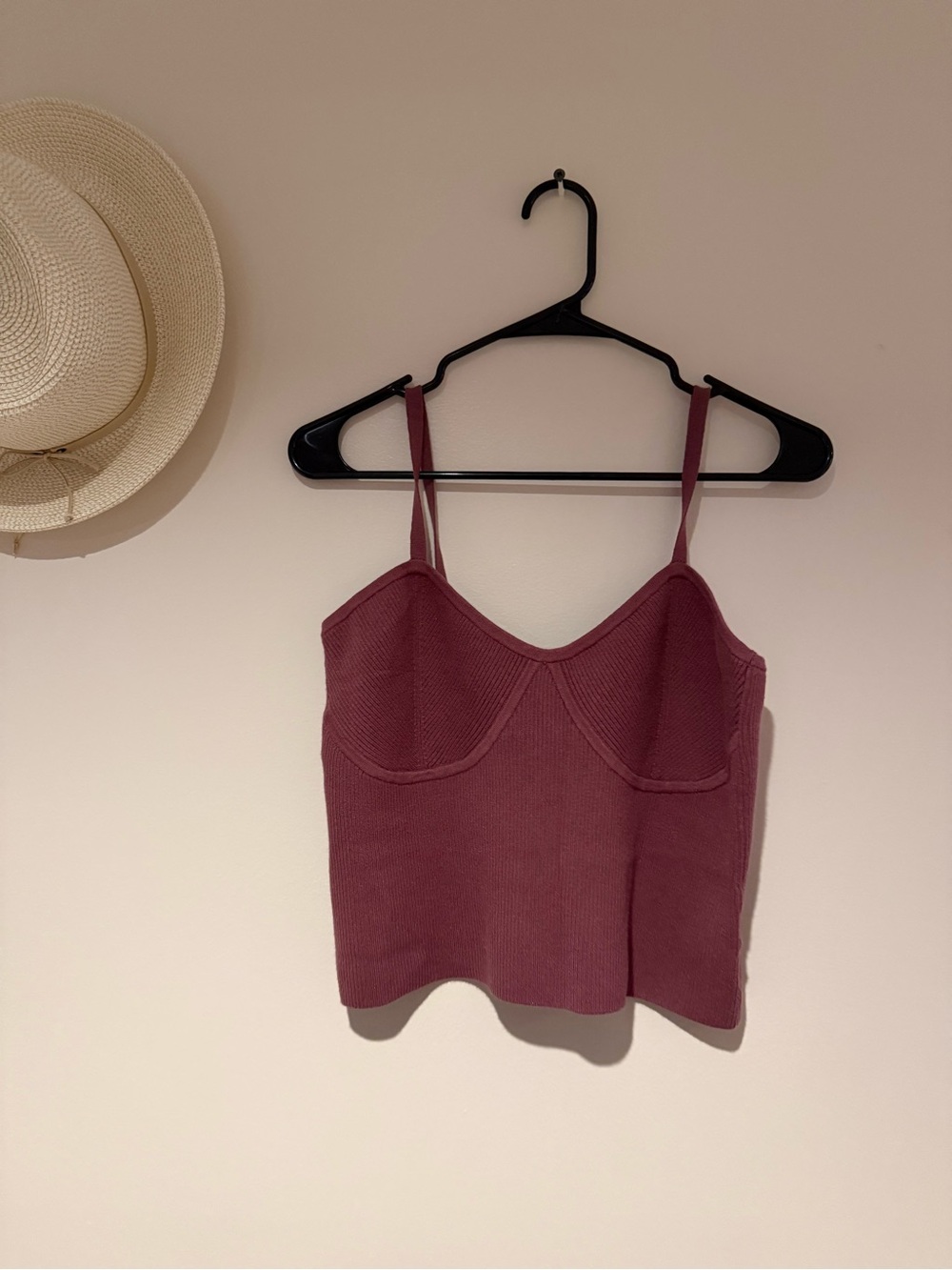 Madewell Mauve Ribbed Cami Crop Top